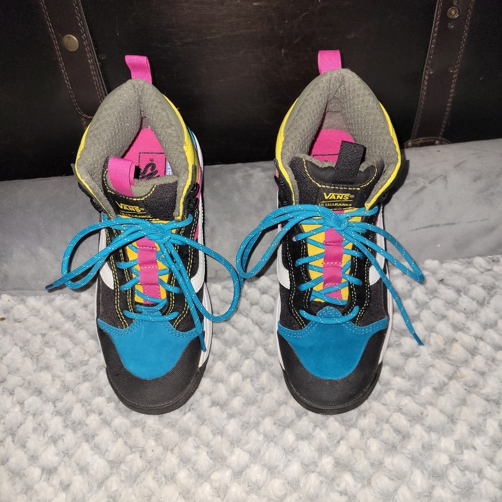 Vans Sneakers - Black, Blue, and Pink Accents